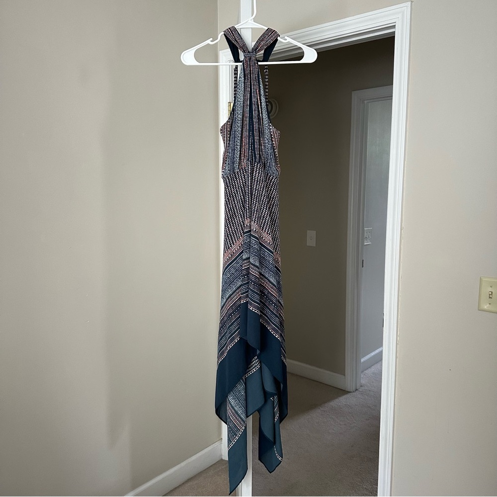 BCBGMaxAzria Asymmetrical Dress in Blue and Pink